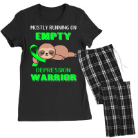 Depression Awareness T  Shirt Mostly Running On Empty Depression Warri Women's Pajamas Set | Artistshot