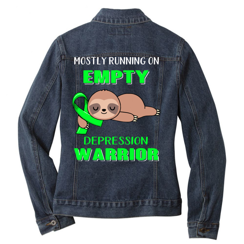 Depression Awareness T  Shirt Mostly Running On Empty Depression Warri Ladies Denim Jacket by difficultasian | Artistshot