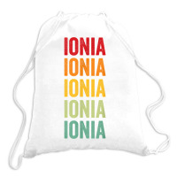 Ionia County, Michigan, Rainbow Text Design T Shirt Drawstring Bags | Artistshot