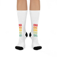 Ionia County, Michigan, Rainbow Text Design T Shirt Crew Socks | Artistshot