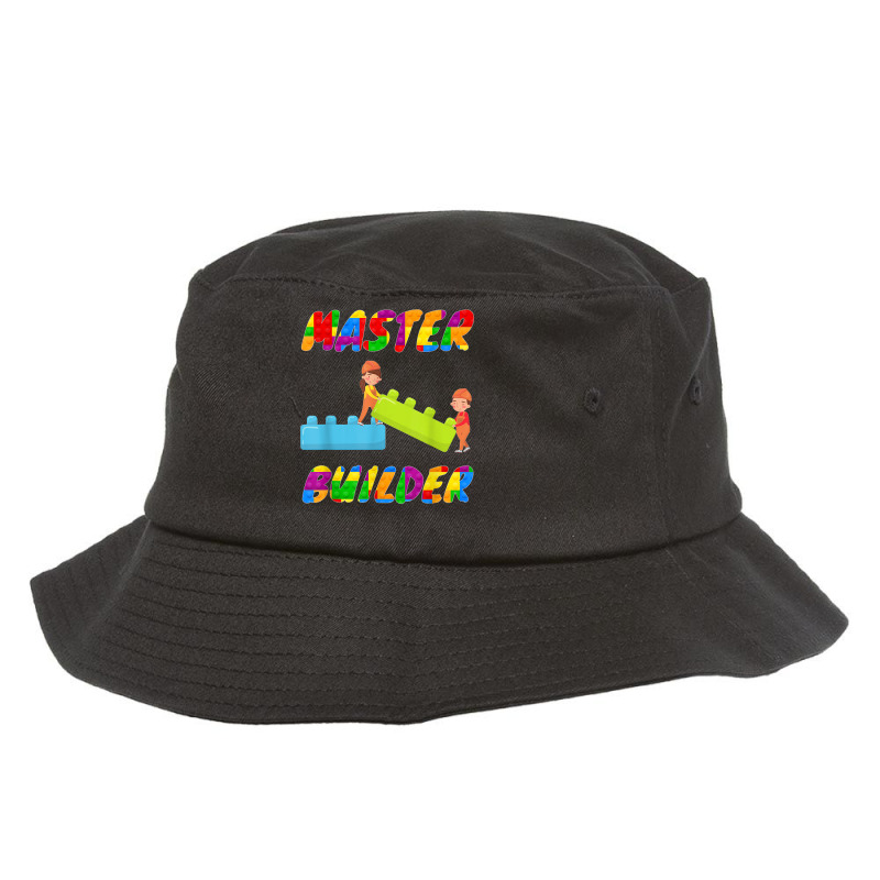 Master Builder, Brick Builder Blocks Building, Toys For Kids T Shirt Bucket Hat | Artistshot