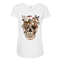 Retro Skull Mushroom Mycology Fungi Foraging Mushroom Lover T Shirt Maternity Scoop Neck T-shirt | Artistshot