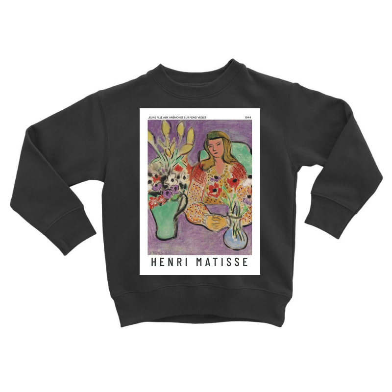 Henri Jeune Fille Aux Anémones Sur Fond Violet Exhibition Toddler Sweatshirt by Linda M | Artistshot