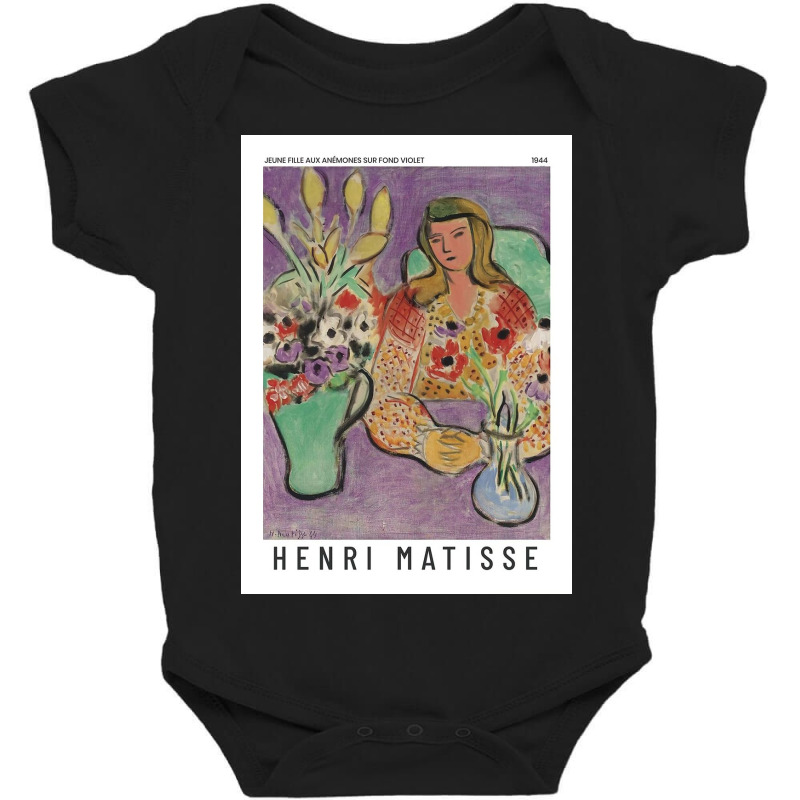 Henri Jeune Fille Aux Anémones Sur Fond Violet Exhibition Baby Bodysuit by Linda M | Artistshot