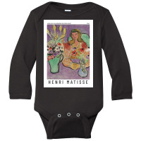 Henri Jeune Fille Aux Anémones Sur Fond Violet Exhibition Long Sleeve Baby Bodysuit | Artistshot