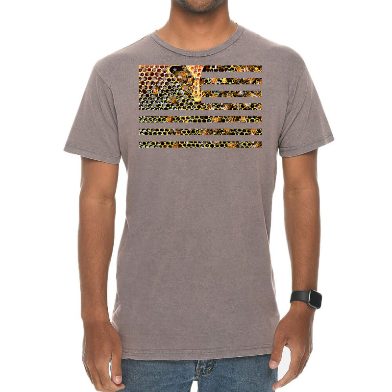 Bees On American Flag  Beekeeping  Honey Comb  Beekeeper T Shirt Vintage T-Shirt by peersodshamiw8 | Artistshot