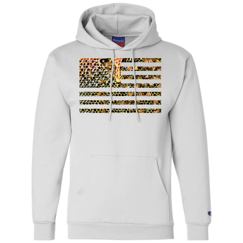 Bees On American Flag  Beekeeping  Honey Comb  Beekeeper T Shirt Champion Hoodie by peersodshamiw8 | Artistshot