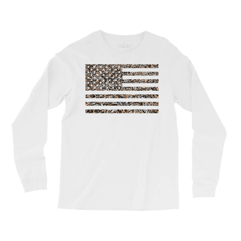 Bullet Casings American Flag  Gun Lover  Shooting Range T Shirt Long Sleeve Shirts | Artistshot