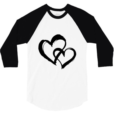 Brushed Pair Of Hearts 3/4 Sleeve Shirt Designed By Barakatak