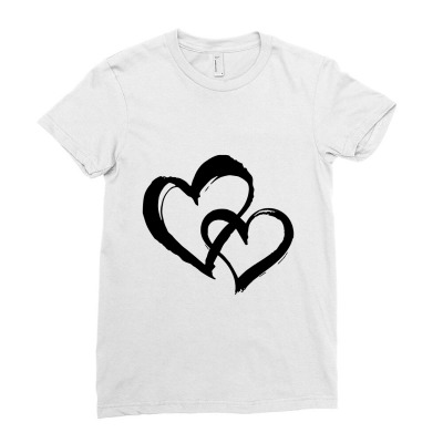 Brushed Pair Of Hearts Ladies Fitted T-shirt Designed By Barakatak
