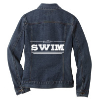 Distressed Look Swimming Gift For Swimmers T Shirt Ladies Denim Jacket | Artistshot