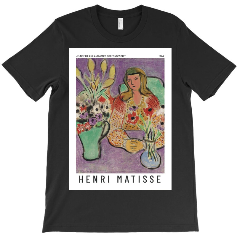 Henri  Jeune Fille Aux Anémones Sur Fond Violet Exhibition T-Shirt by Laura K | Artistshot