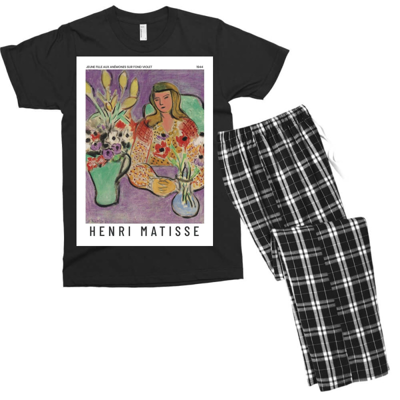 Henri  Jeune Fille Aux Anémones Sur Fond Violet Exhibition Men's T-shirt Pajama Set by Laura K | Artistshot