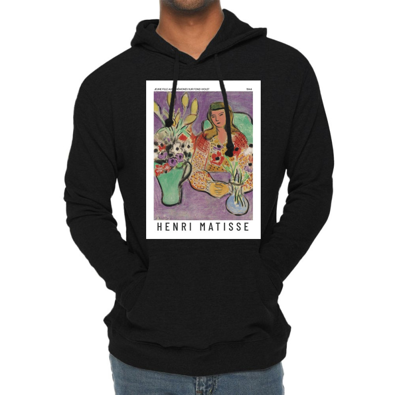 Henri  Jeune Fille Aux Anémones Sur Fond Violet Exhibition Lightweight Hoodie by Laura K | Artistshot