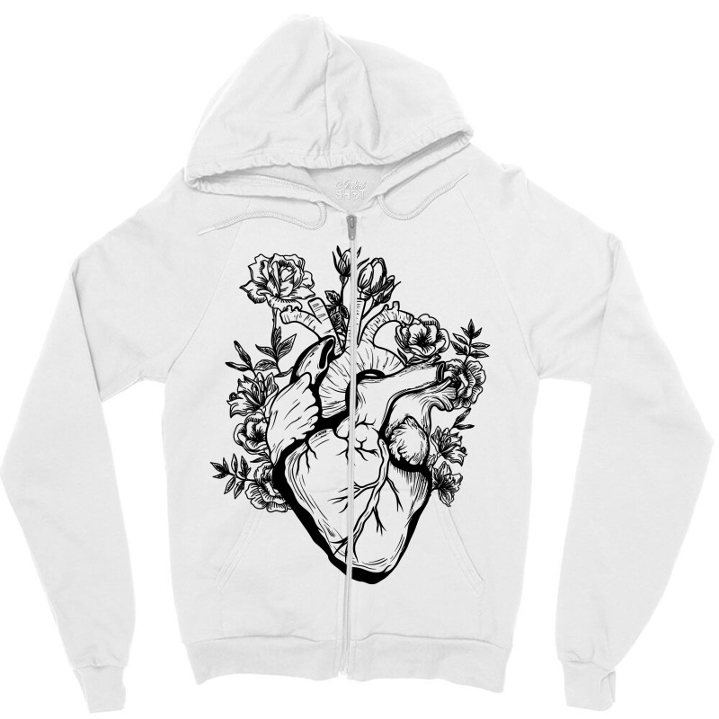 Heart And Flower For Light Zipper Hoodie by autlu2024 | Artistshot