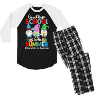 Substitute Teacher Gnome Goodbye School Hello Summer T Shirt Men's 3/4 Sleeve Pajama Set | Artistshot