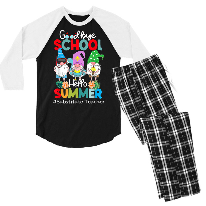 Substitute Teacher Gnome Goodbye School Hello Summer T Shirt Men's 3/4 Sleeve Pajama Set by husserllpr | Artistshot