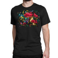 Mushrooms T  Shirt Colorful Red Mushrooms Painting, Psychedelic Amanit Classic T-shirt | Artistshot