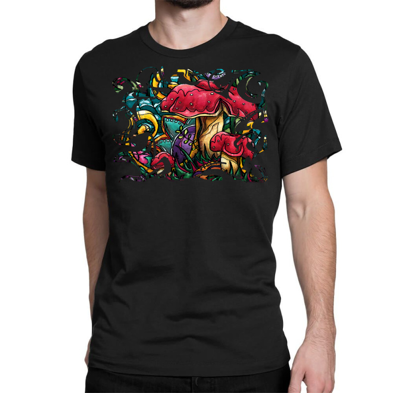 Mushrooms T  Shirt Colorful Red Mushrooms Painting, Psychedelic Amanit Classic T-shirt by jaycee32830 | Artistshot