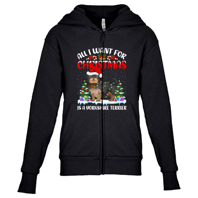 Funny Santa All I Want For Christmas Is A Yorkshire Terrier Premium T Youth Zipper Hoodie by Adriana_Torquemada | Artistshot