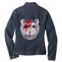 Womens Grey Dwarf Hamster With Red Lightning Bolt Painted On Face Ladies Denim Jacket | Artistshot