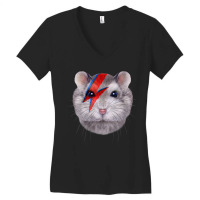 Womens Grey Dwarf Hamster With Red Lightning Bolt Painted On Face Women's V-neck T-shirt | Artistshot