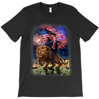 Usa President Donald Trump Rides On A Ferocious Lion T-shirt | Artistshot