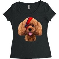 Toy Poodle Dog With Red Lightning Bolt Painted On Face Women's Triblend Scoop T-shirt | Artistshot