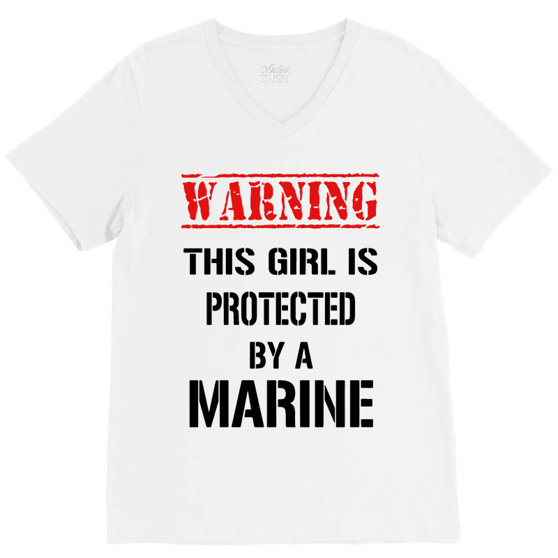 Warning This Girl Is Protected By A Marine V-Neck Tee by Balprut Store | Artistshot