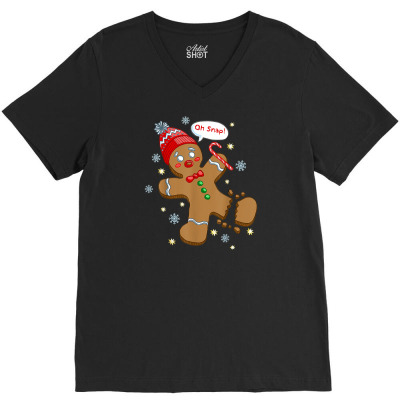Gingerbread Man Cookie X Mas Oh Snap Funny Cute Christmas T Shirt V-neck Tee Designed By Tonytruong210