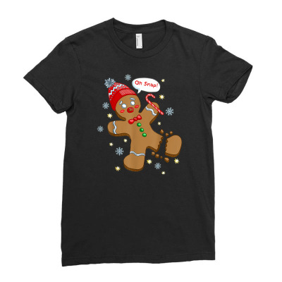 Gingerbread Man Cookie X Mas Oh Snap Funny Cute Christmas T Shirt Ladies Fitted T-shirt Designed By Tonytruong210