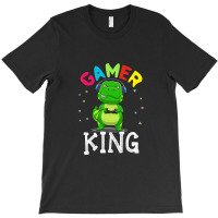 Gamer King T Rex Dinosaur Playing Video Games Kid Boys Gamer T Shirt T-shirt | Artistshot