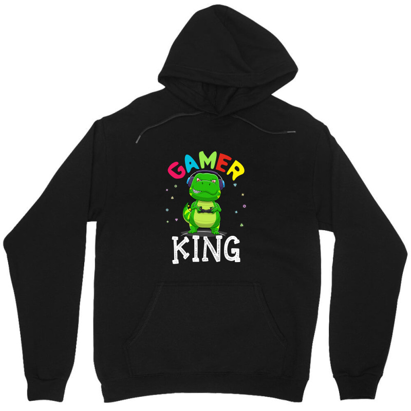 Gamer King T Rex Dinosaur Playing Video Games Kid Boys Gamer T Shirt Unisex Hoodie | Artistshot