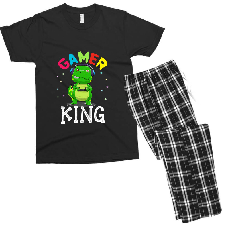 Gamer King T Rex Dinosaur Playing Video Games Kid Boys Gamer T Shirt Men's T-shirt Pajama Set | Artistshot