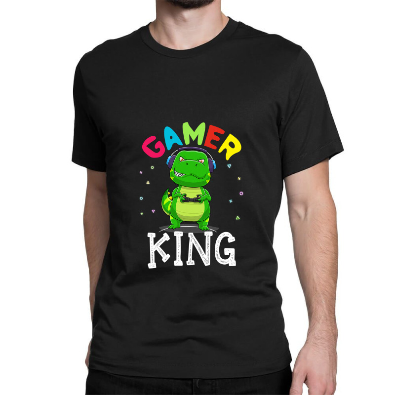 Gamer King T Rex Dinosaur Playing Video Games Kid Boys Gamer T Shirt Classic T-shirt | Artistshot