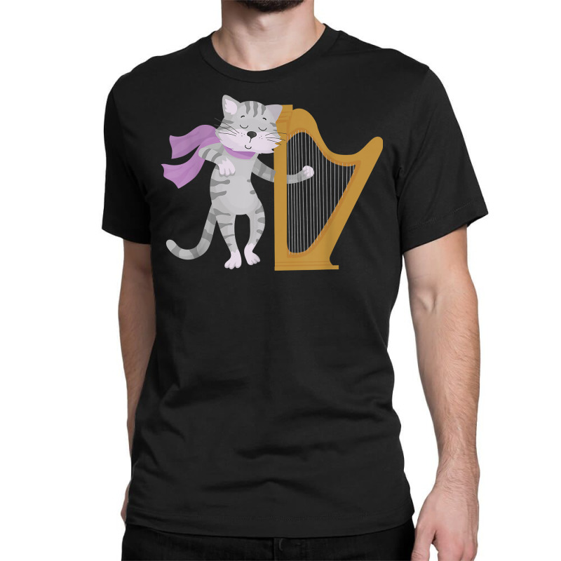 Harp Cat Lover Harpist Musician Musical Instrument T Shirt Classic T-shirt | Artistshot