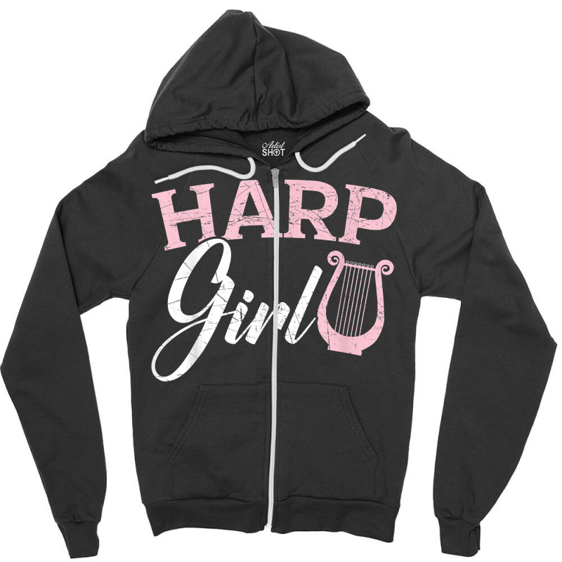 Harp Girl Harpist Musician Musical Instrument T Shirt Zipper Hoodie | Artistshot