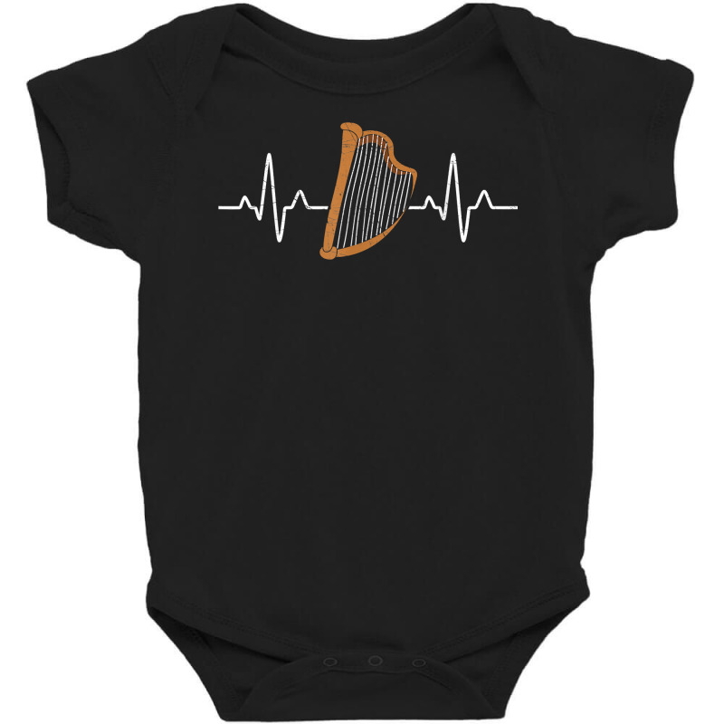 Harp Heartbeat Harpist Musician Musical Instrument T Shirt Baby Bodysuit | Artistshot