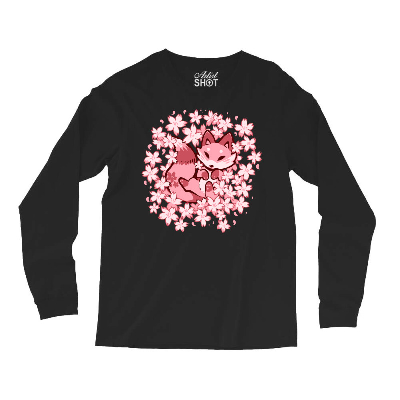 Cherry Blossom Fox Long Sleeve Shirts | Artistshot