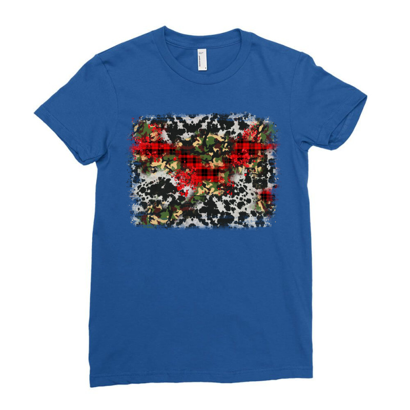 Camouflage Cowhide Christmas Background Ladies Fitted T-shirt | Artistshot