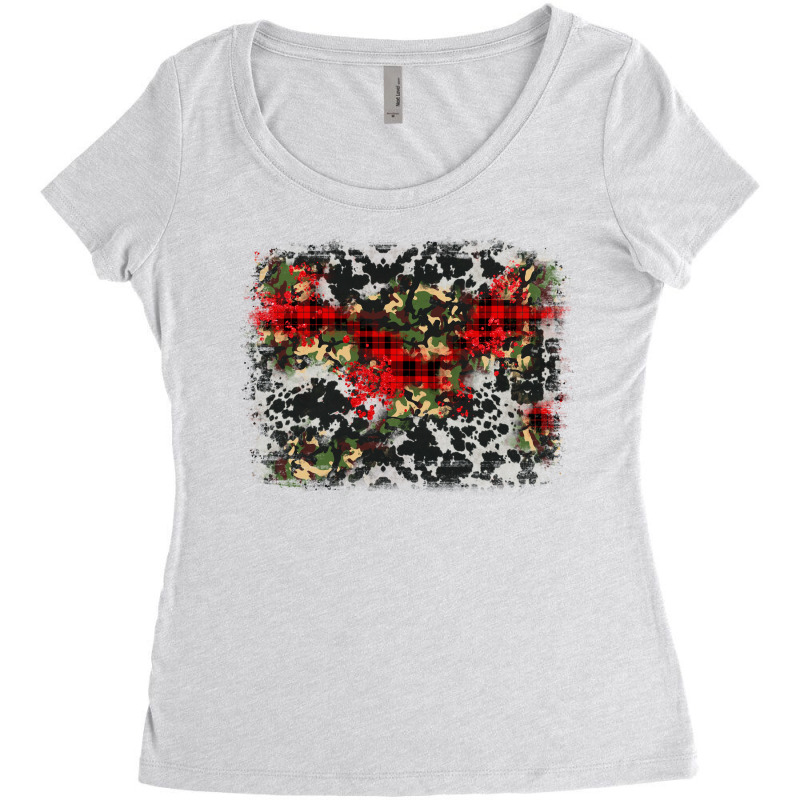 Camouflage Cowhide Christmas Background Women's Triblend Scoop T-shirt | Artistshot