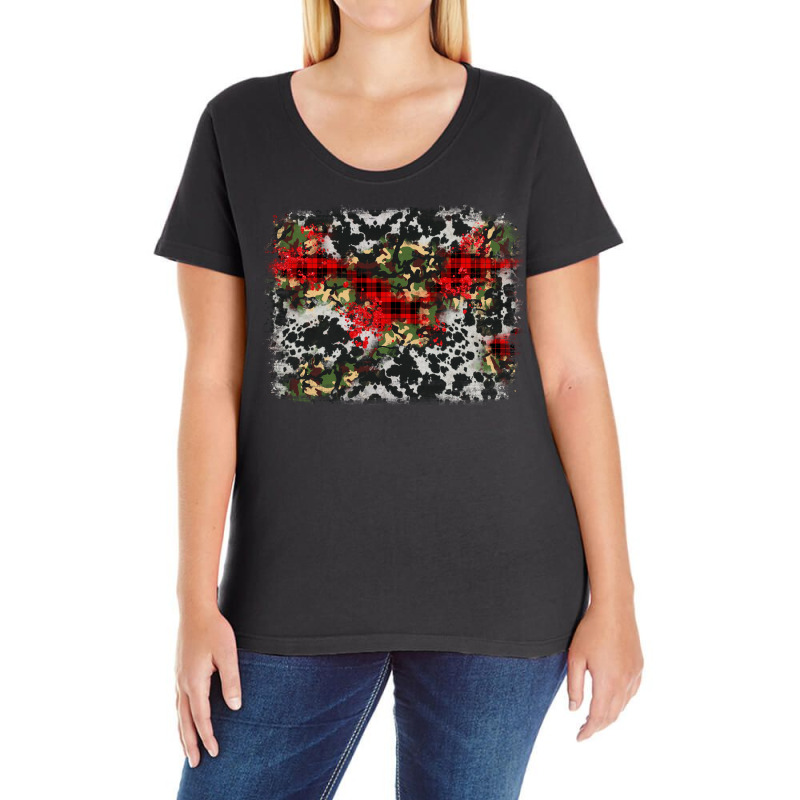 Camouflage Cowhide Christmas Background Ladies Curvy T-shirt | Artistshot