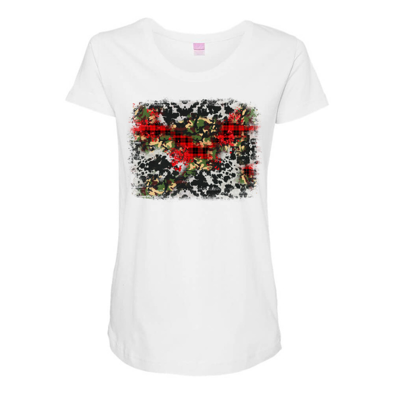 Camouflage Cowhide Christmas Background Maternity Scoop Neck T-shirt | Artistshot