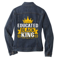 Educated Black King History Month Afro Man Pullover Ladies Denim Jacket | Artistshot