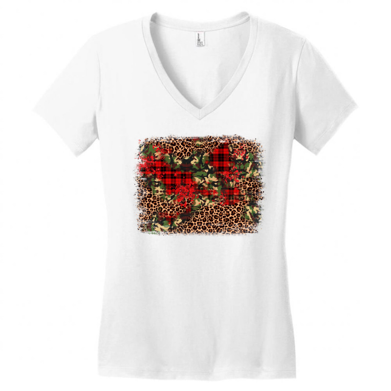 Camouflage Leopard Christmas Background Women's V-neck T-shirt | Artistshot