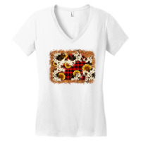 Christmas Cowhide Sunflower Background Women's V-neck T-shirt | Artistshot