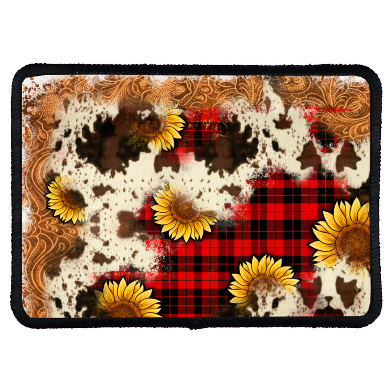 Christmas Cowhide Sunflower Background Rectangle Patch | Artistshot