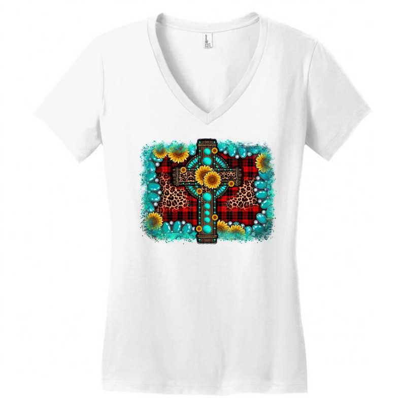 Cross Christmas Background Women's V-neck T-shirt | Artistshot