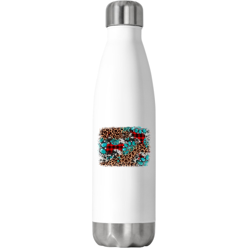 Gemstone Leopard Christmas Background Stainless Steel Water Bottle | Artistshot