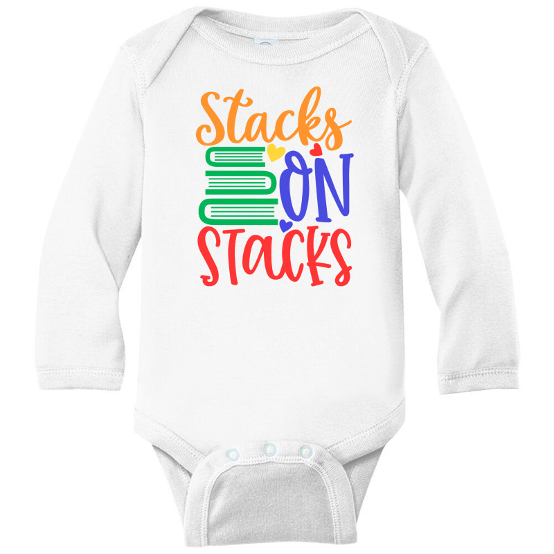 Books Stacks On Stacks Long Sleeve Baby Bodysuit by margon | Artistshot